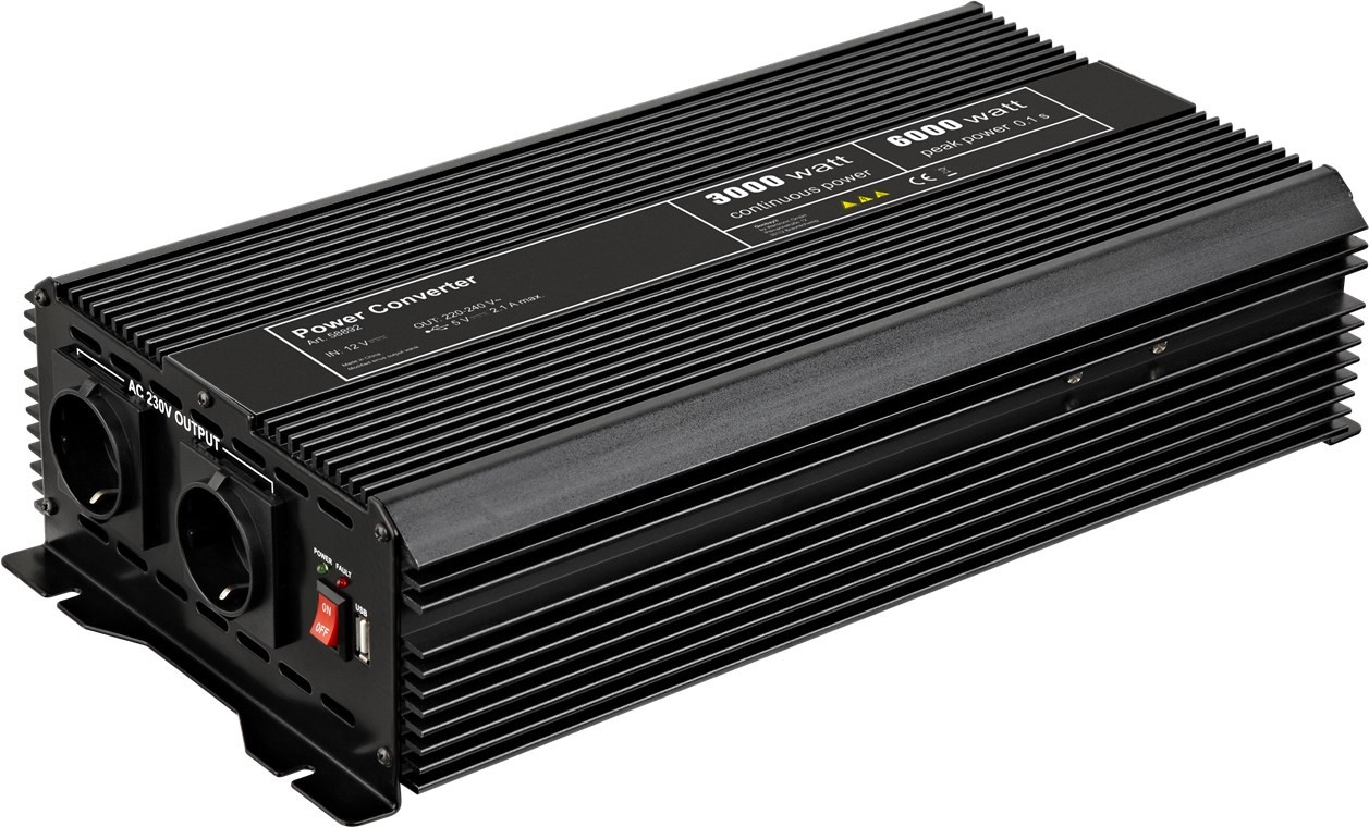 Goobay 58892 power adapter/inverter Universal 3000 W Black - Goobay
