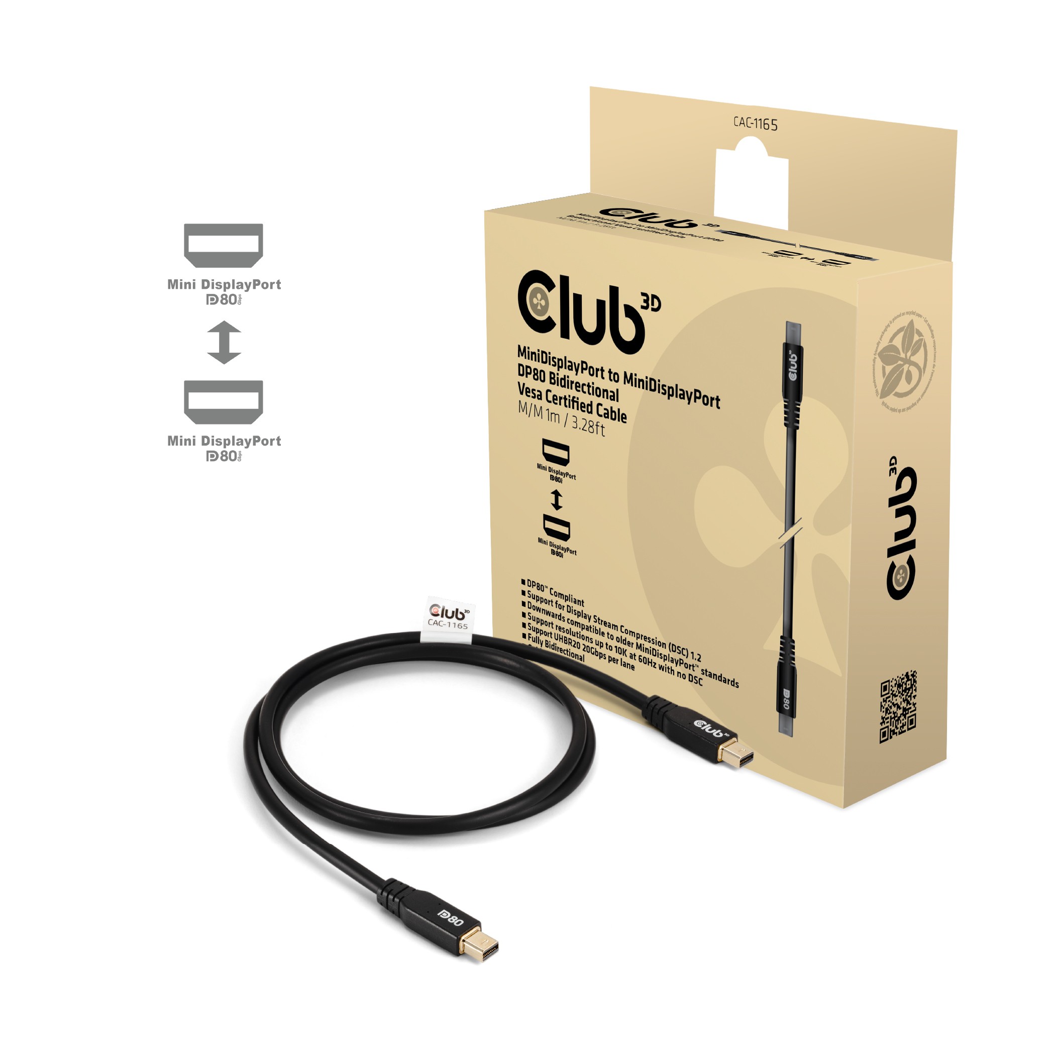 CLUB3D CAC-1165 câble DisplayPort 1 m Mini DisplayPort Noir - CLUB3D