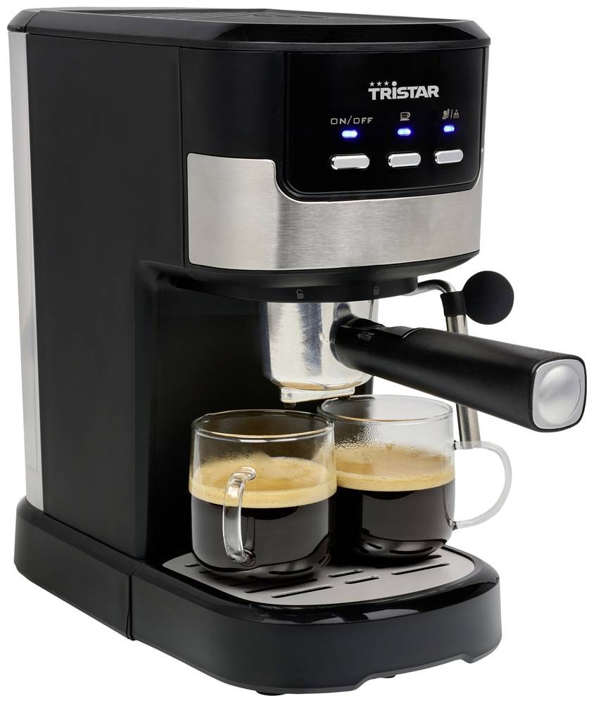 Tristar CM-2278 Espressomaschine mit Siebträger Schwarz, Edelstahl