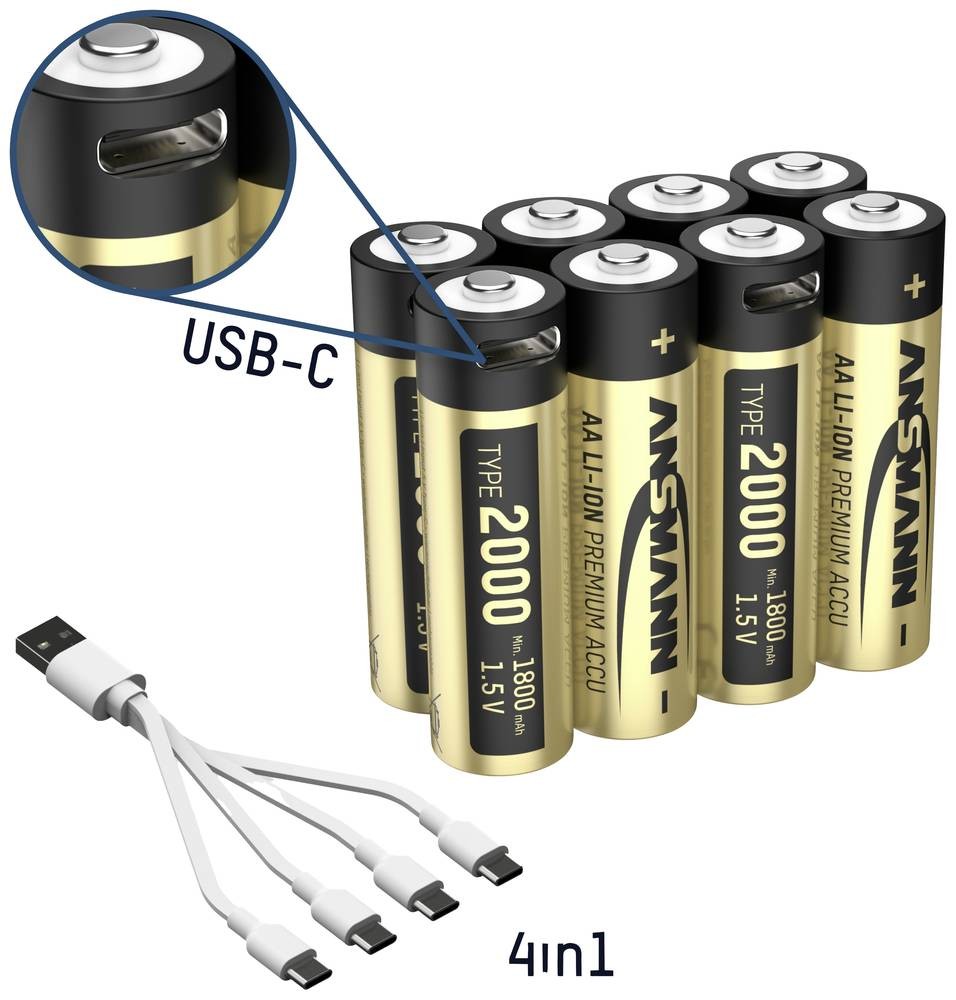 Ansmann 1312-0039 Mignon (AA)-batería recargable Lithium 1800 mAh 1.