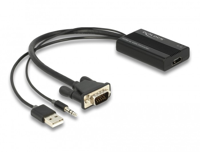 DeLOCK HDMI to VGA Adapter with Audio 25 cm - DeLOCK HDMI to VGA
