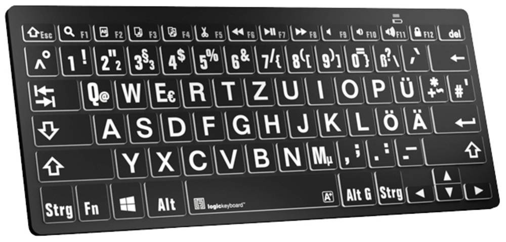 Logickeyboard XL-Print Bluetooth Tastatur Deutsch, QWERTZ Schwarz