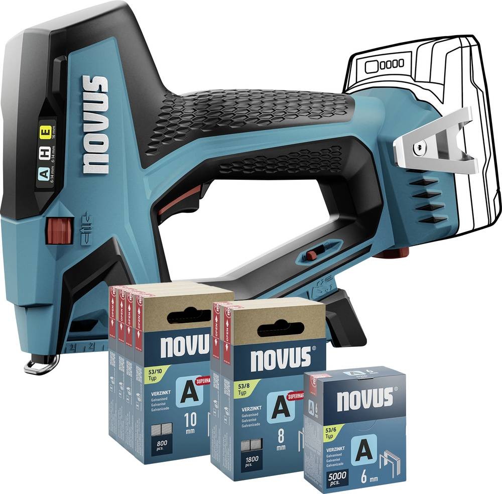 Novus Tools J-550 031-0373 Akkutacker Klammerntyp Typ 37, Typ 53
