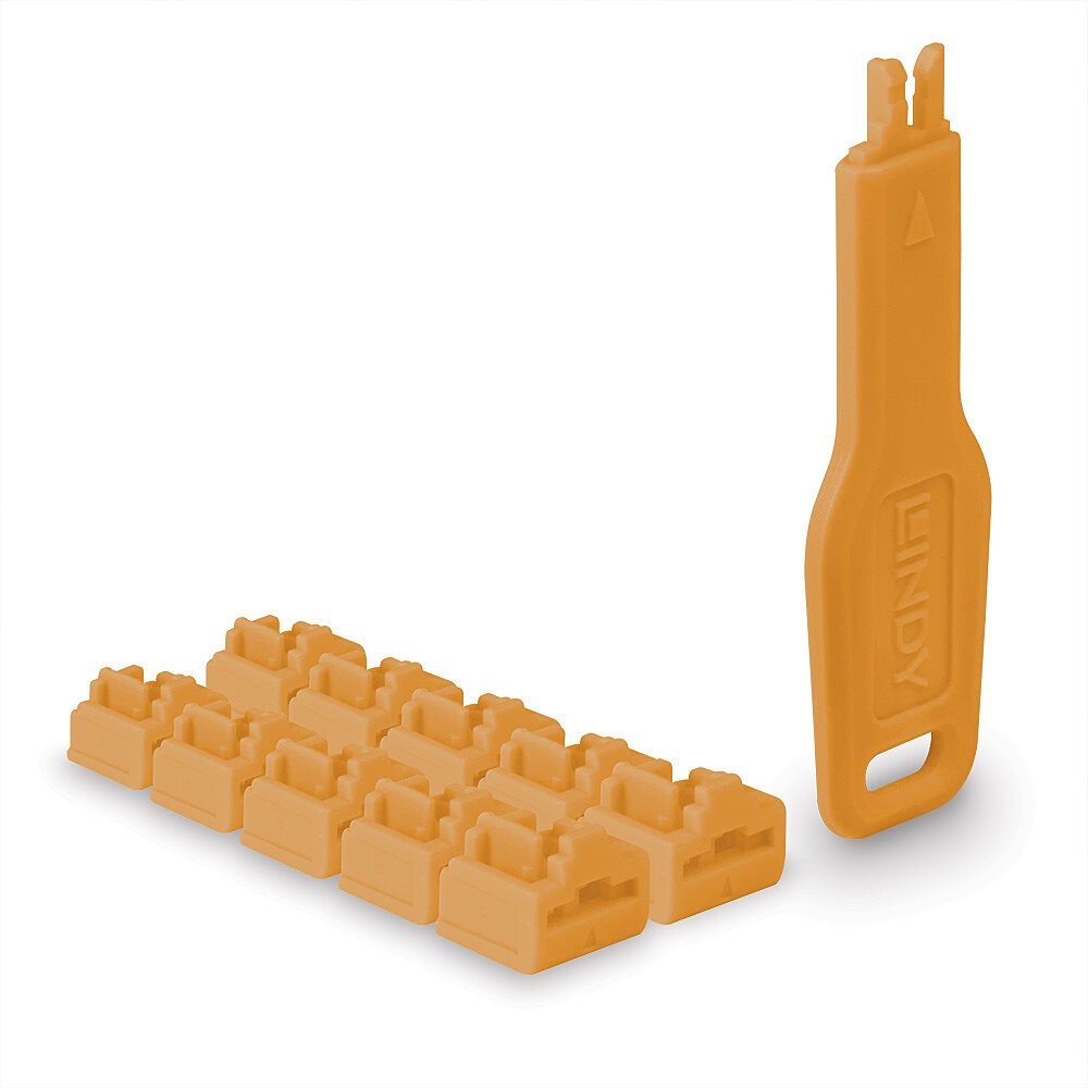 Lindy Verrous de ports RJ45, 10 pièces avec clé, Orange - Lindy