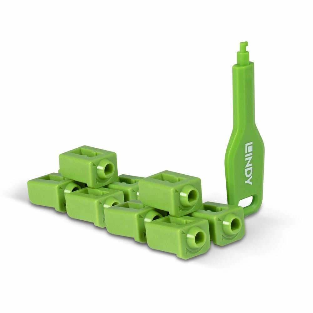 Lindy SFP Port Locks Green, 10x + 1 Key - Lindy SFP Port Locks Green,