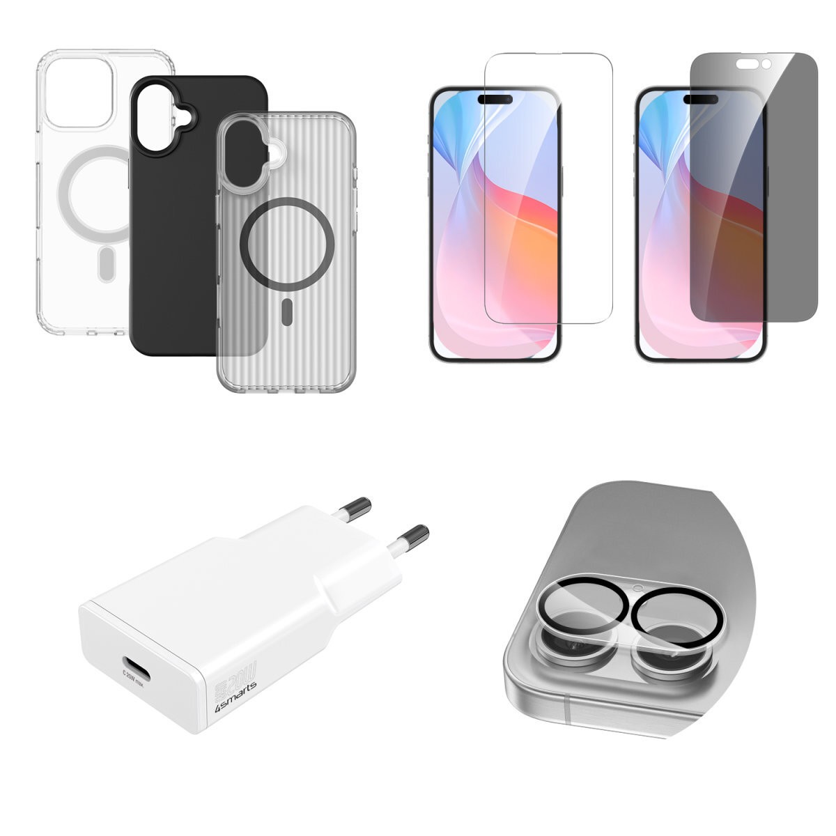 4smarts 541189 mobile phone starter kit Black, Grey, Transparent,