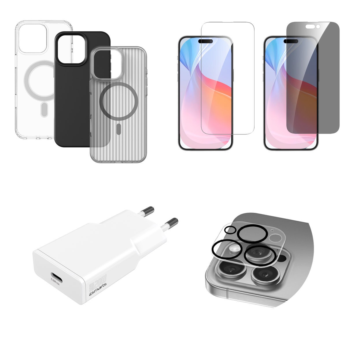 4smarts 541191 mobile phone starter kit Black, Grey, Transparent,