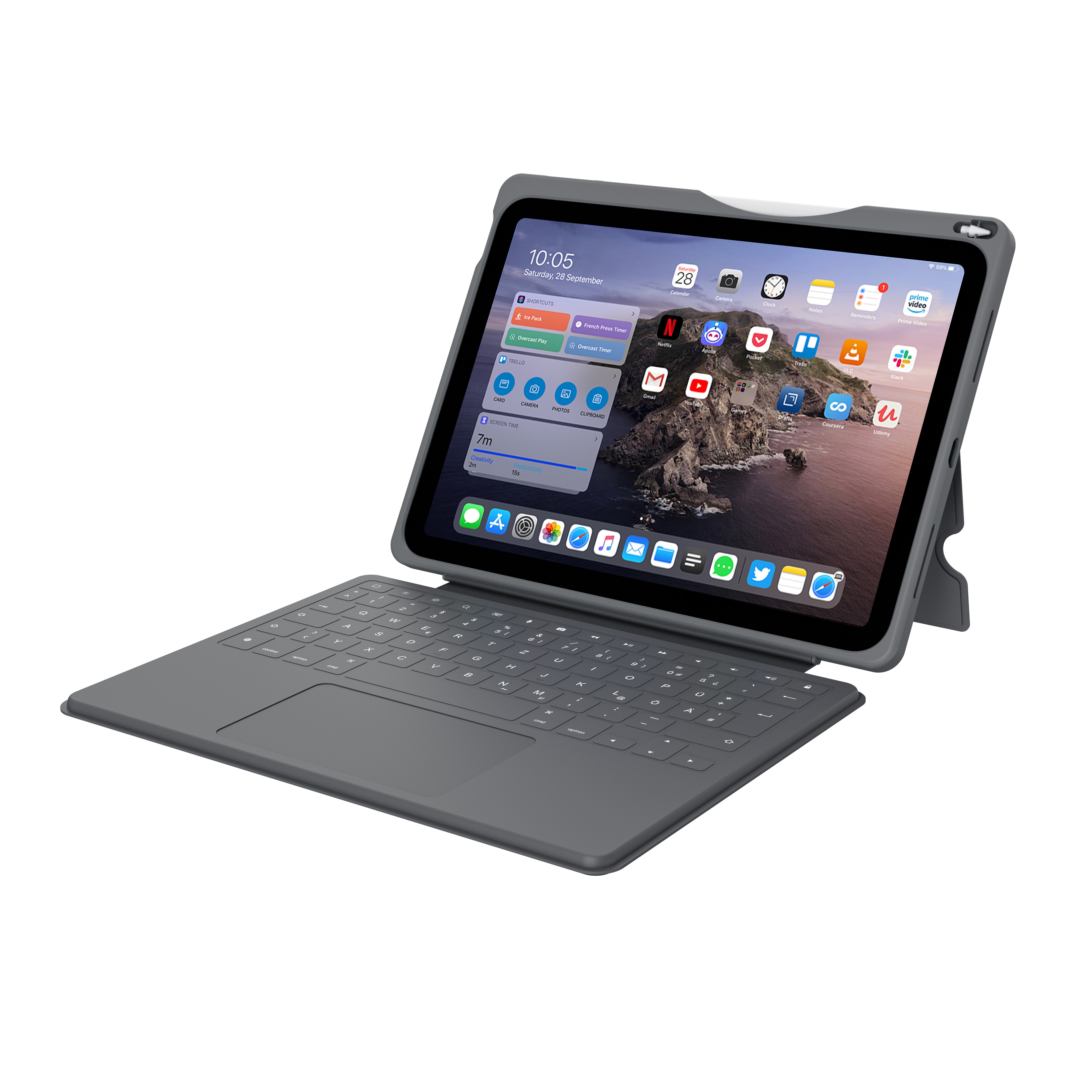 DEQSTER Smart Rugged Touch PLUS Keyboard fuer iPad 10 + A16 DE-QWERTZ
