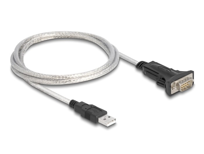 DeLOCK 64268 cavo seriale Nero, Trasparente 1 m USB tipo A DB-9 -