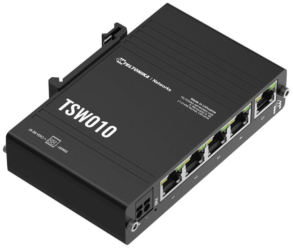 Teltonika TSW010 DIN Rain Switch 5 x Fast Ethernet (10/100) Energía