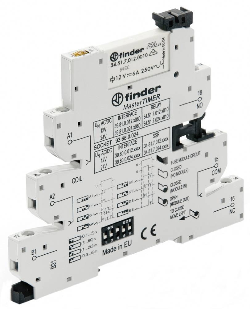 Finder 39.81.0.012.0060 Koppelrelais 12 V/DC, 12 V/AC 6A 1 Wechsler 1