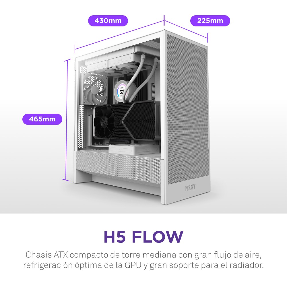 NZXT H5 Flow 2024 Midi Tower ATX Gehäuse weiß mit Sichtfenster
