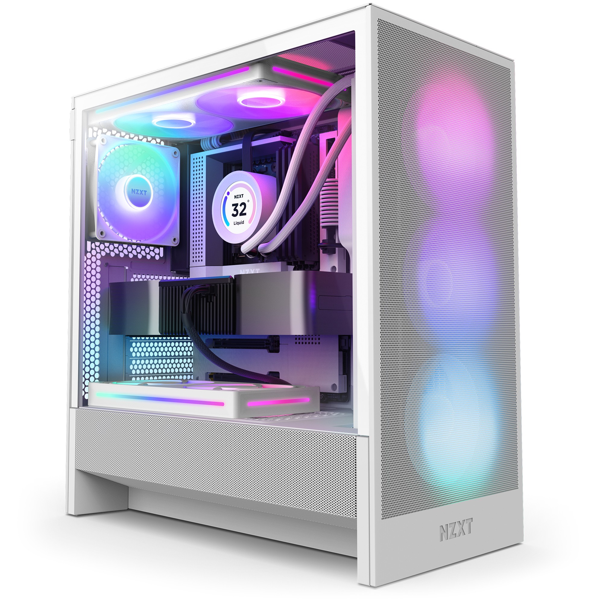 NZXT H5 Flow RGB Midi Tower Blanc - NZXT H5 Flow RGB, Midi Tower, PC,