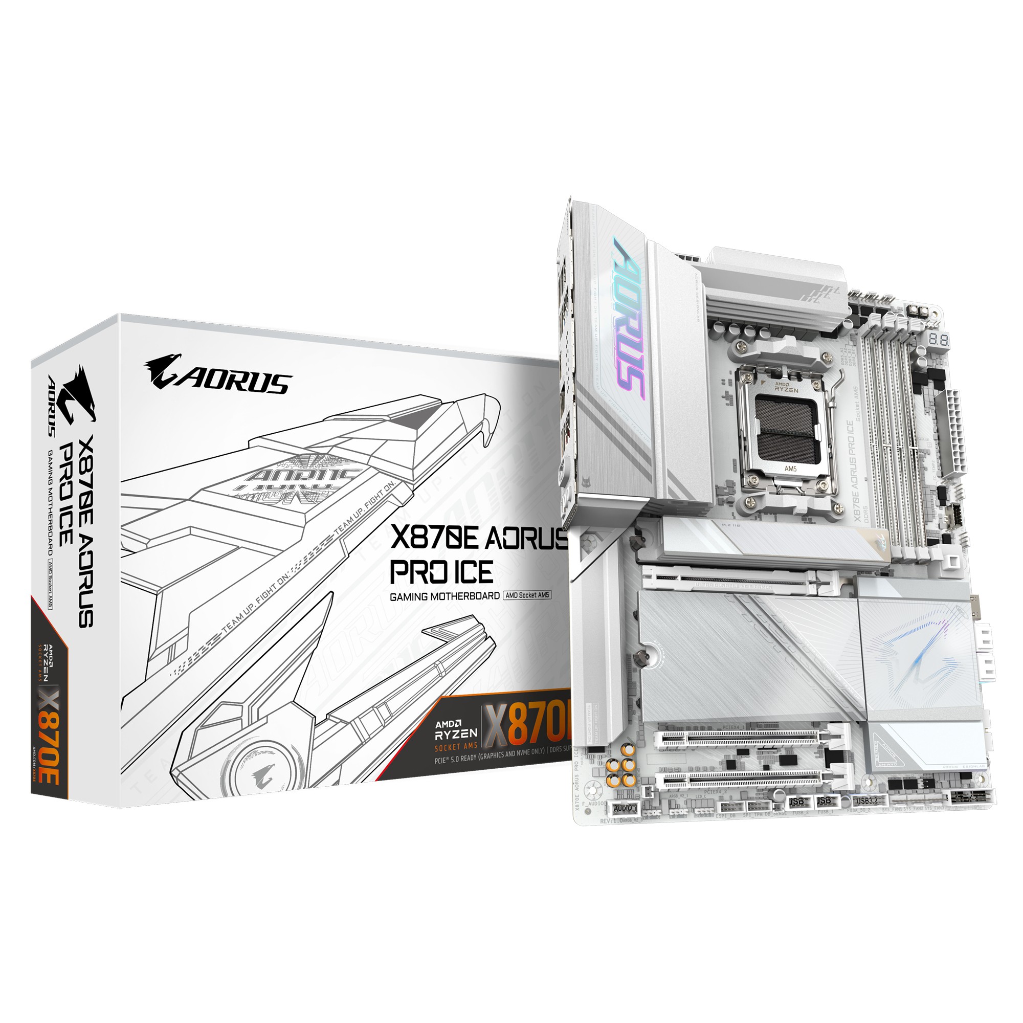 GIGABYTE X870E AORUS PRO ICE Motherboard - Supports AMD Ryzen 9000