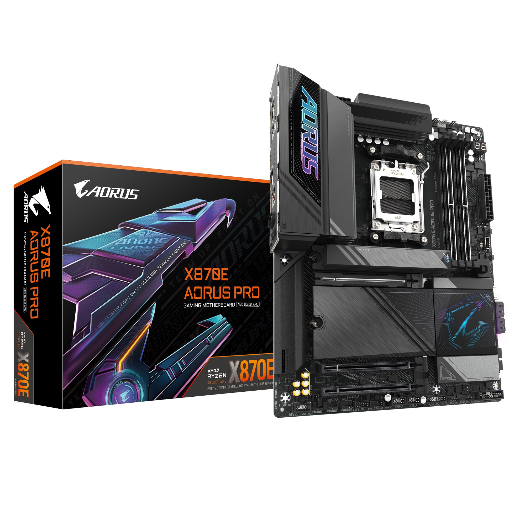 GIGABYTE X870E AORUS PRO Placa Base - Compatible con CPUs AMD Ryzen