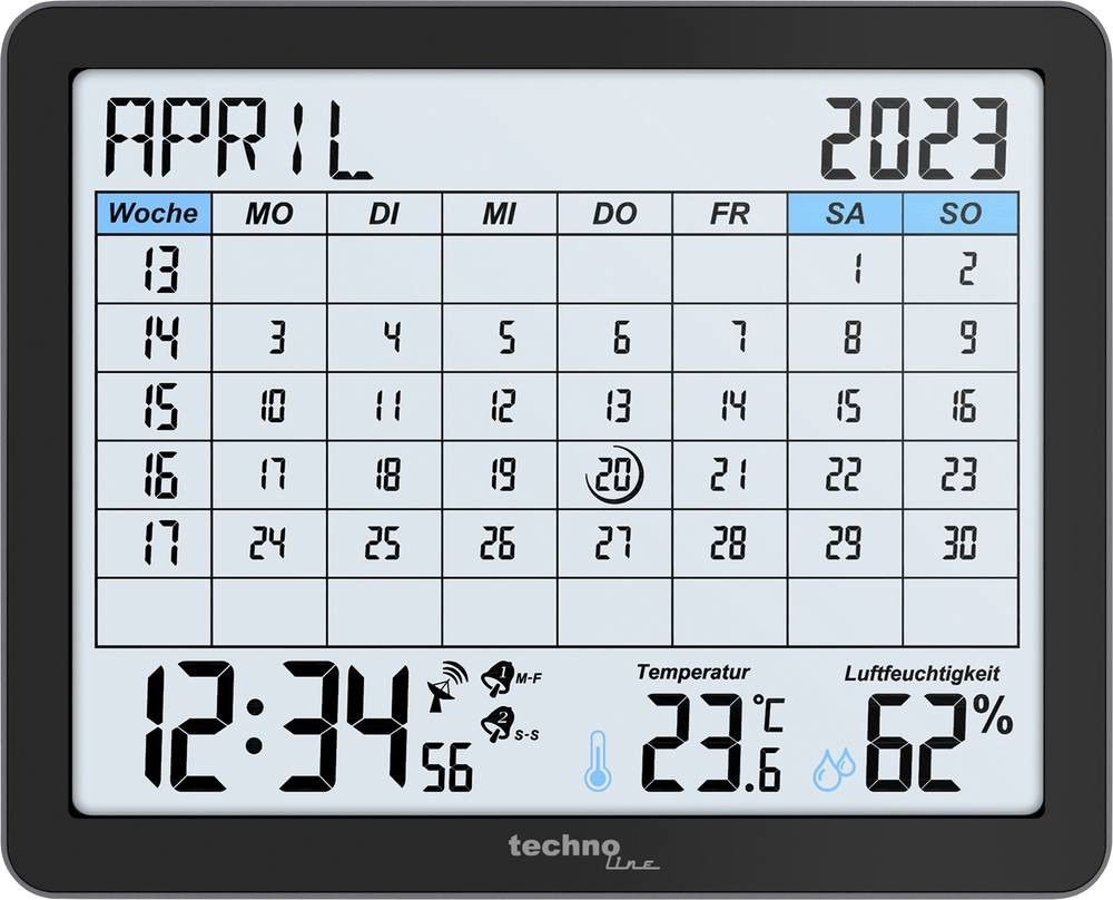Techno Line WT2600 Funk Kalender black Alarmzeiten 2
