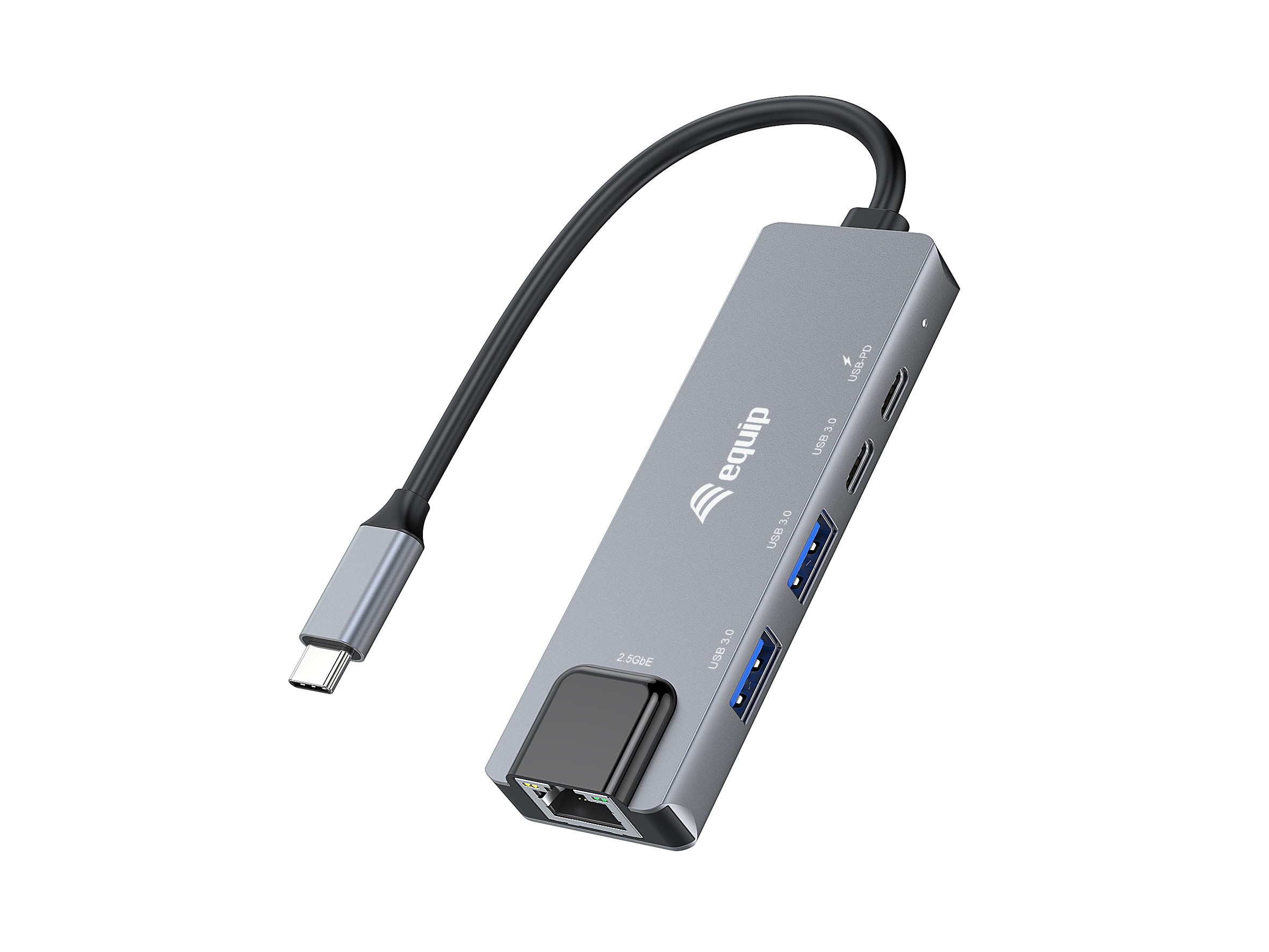 Equip 5 in 1 Multifunctional Adapter, 2.5GbE, USB-A x 2, USB-C x 1,