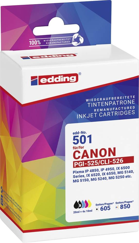 Edding Druckerpatrone ersetzt Canon PGI-525+CLI-526 Kompatibel Kombi-