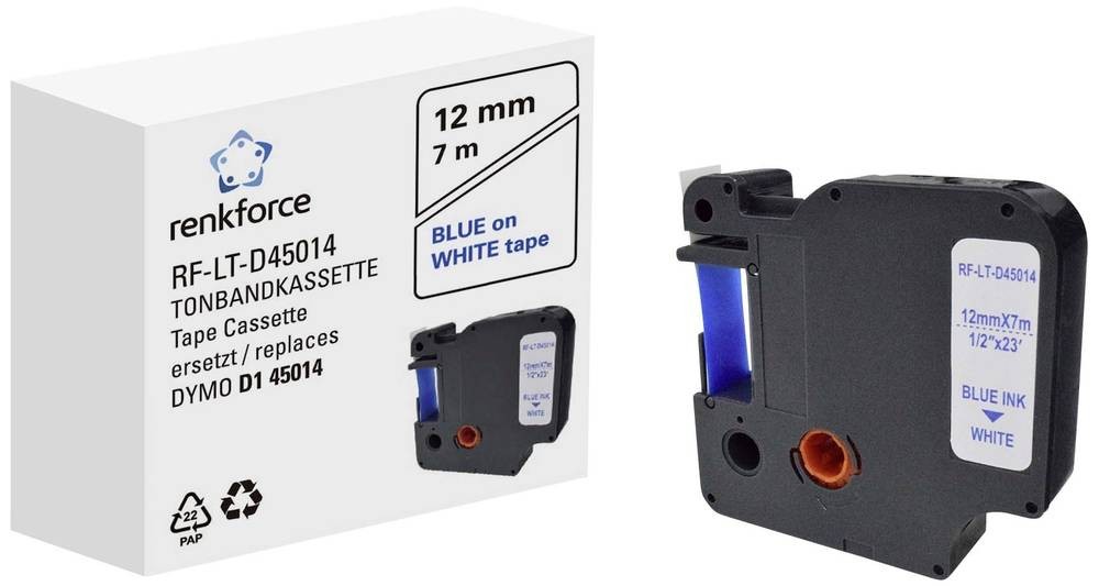 Renkforce RF-6027814 label-making tape Blue on white D1 - Renkforce