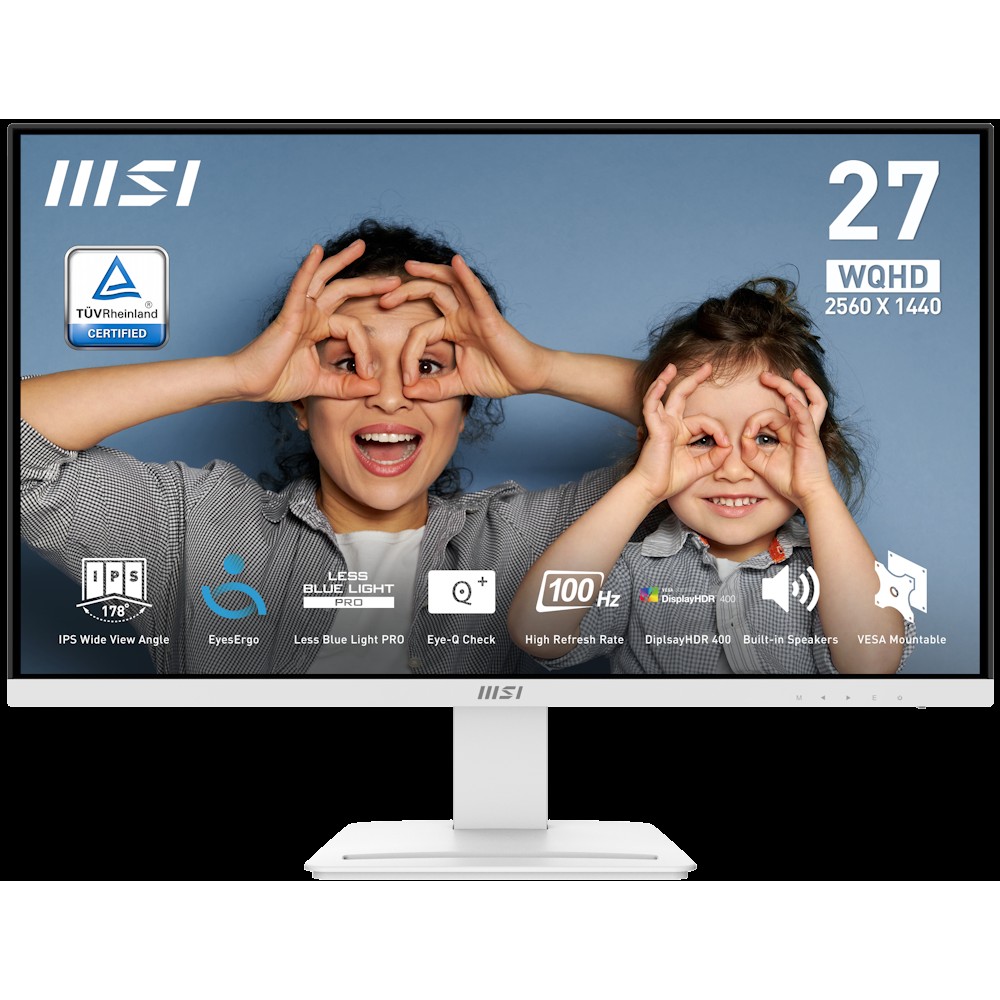 MSI PRO MP273QWDE E2 Office Monitor - QHD IPS Panel, 100Hz White, 1ms(