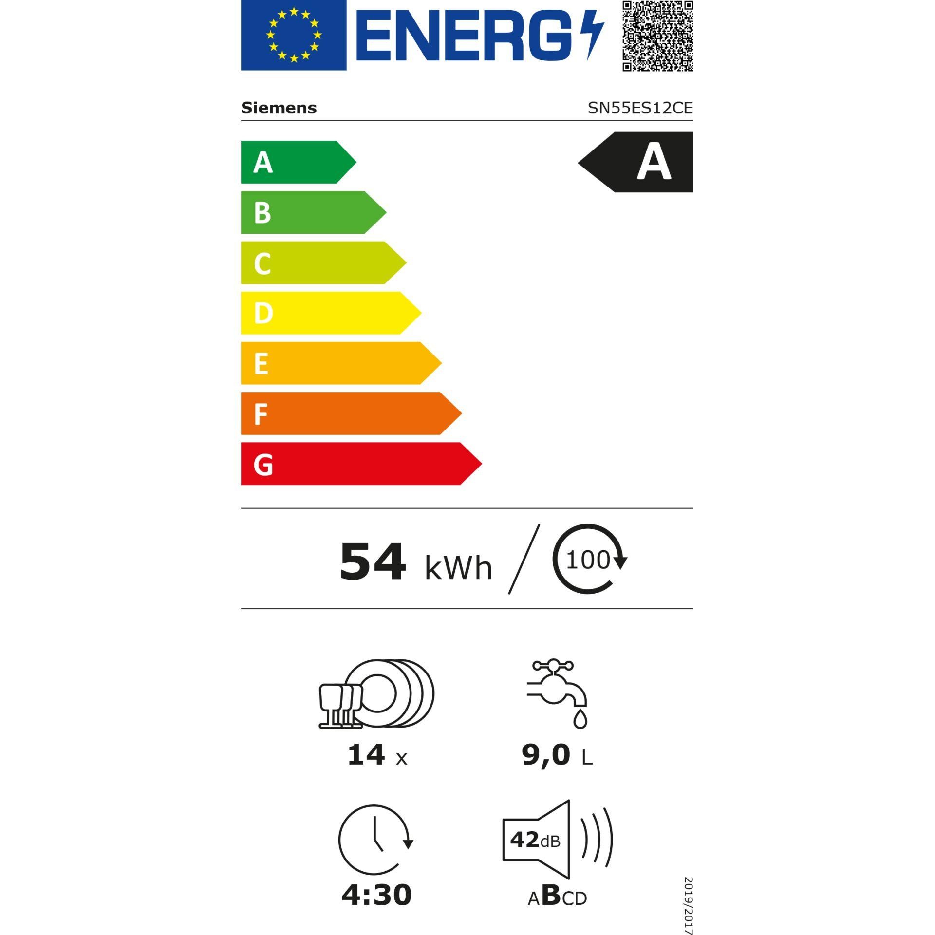 Siemens iQ500 SN55ES12CE lavavajillas Semi integrado 14 cubiertos -