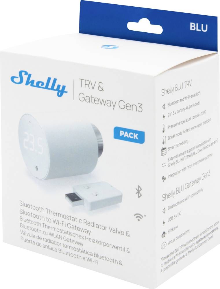 Shelly Blu TRV & Blu Gateway Gen3 Gateway, Heizkörperthermostat