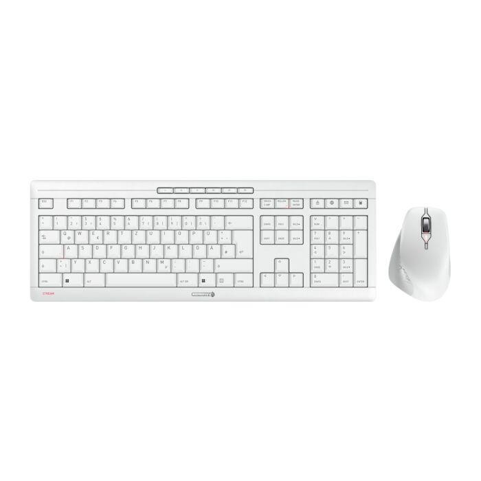 CHERRY Stream Comfort Funk Tastatur, Maus-Set Deutsch, QWERTZ Weiß