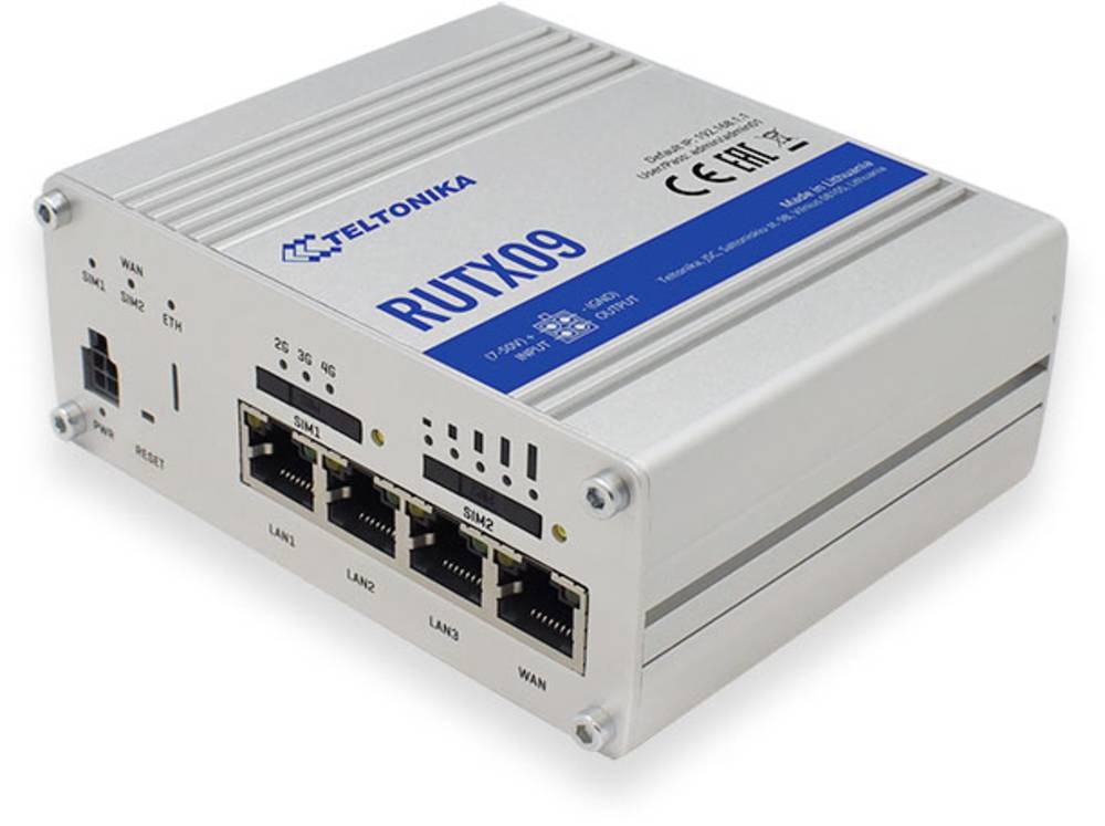 Teltonika RUTX09 wired router Aluminium - Teltonika RUTX09, Ethernet
