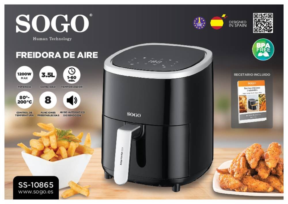 SOGO Human Technology FRE-SS-10865 Heißluft-Fritteuse 3.5l 1200W