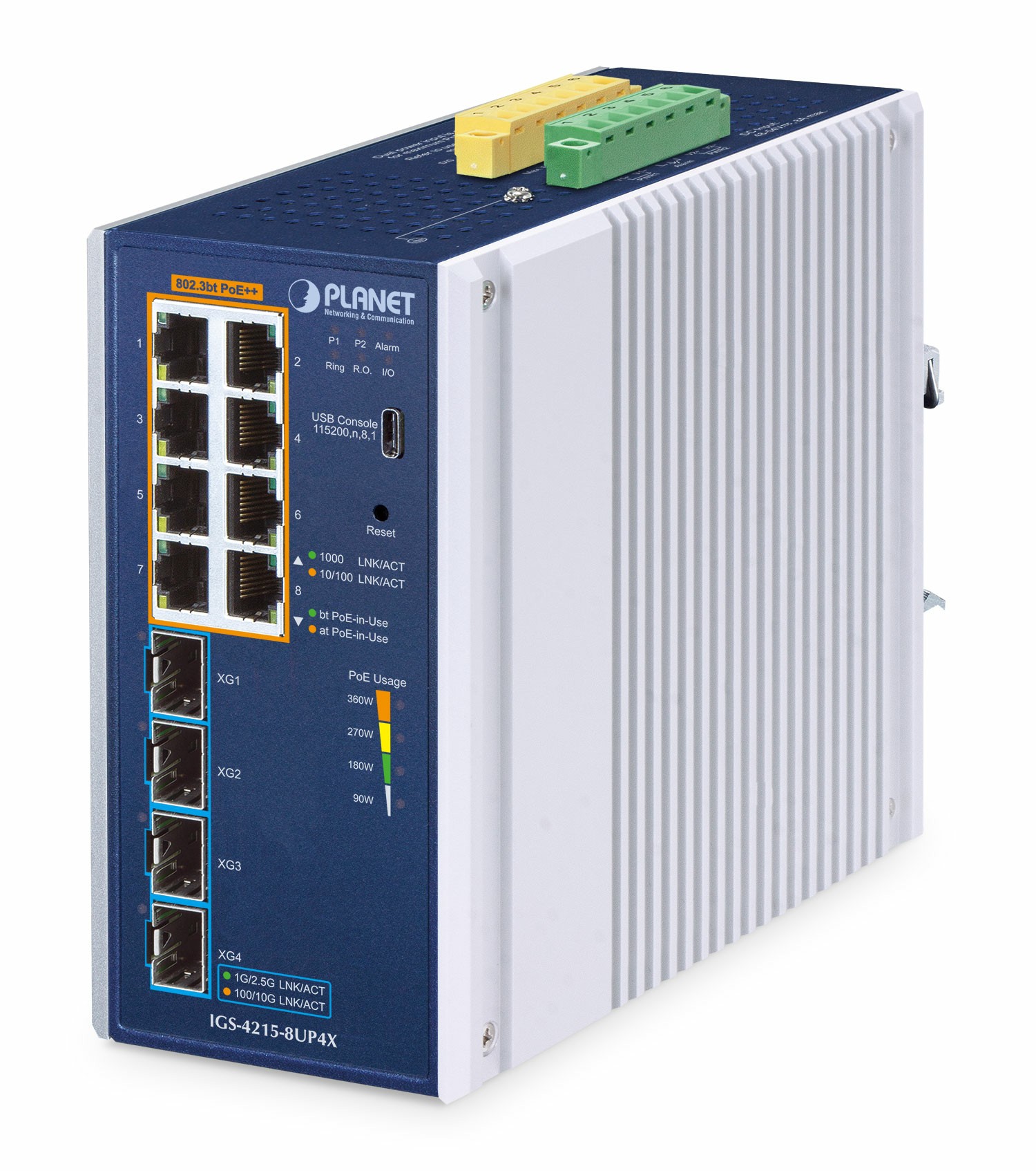 PLANET Industrial L2/L4 8-Port PoE++ Managed Switch IGS-4215