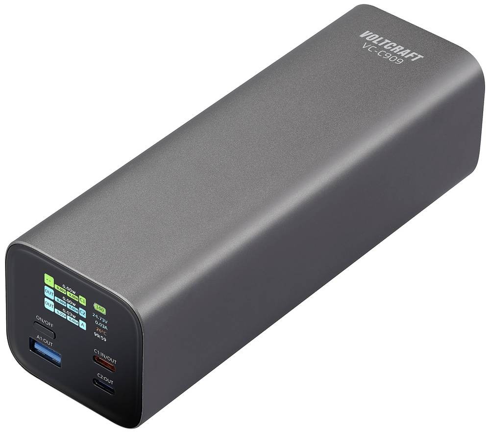 VOLTCRAFT VC-C909 Powerbank 27000 mAh USB PD 3.1 Li-Ion black-silver