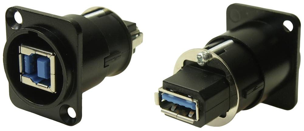Cliff XLRFT USB 3.0 B-A female black Metall Geerdet Adapter, Einbau