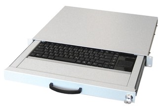 aixcase 19" Rack 1U Tastatur US Touchpad USB lichtgrau