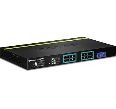 TRENDnet Switch 16-Port Gbit PoE+ Web Smart 185W 2xSFP 19"