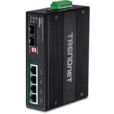 TRENDnet Industrial Switch 7-Port Gbit PoE+ 2x SFP DIN-Rail
