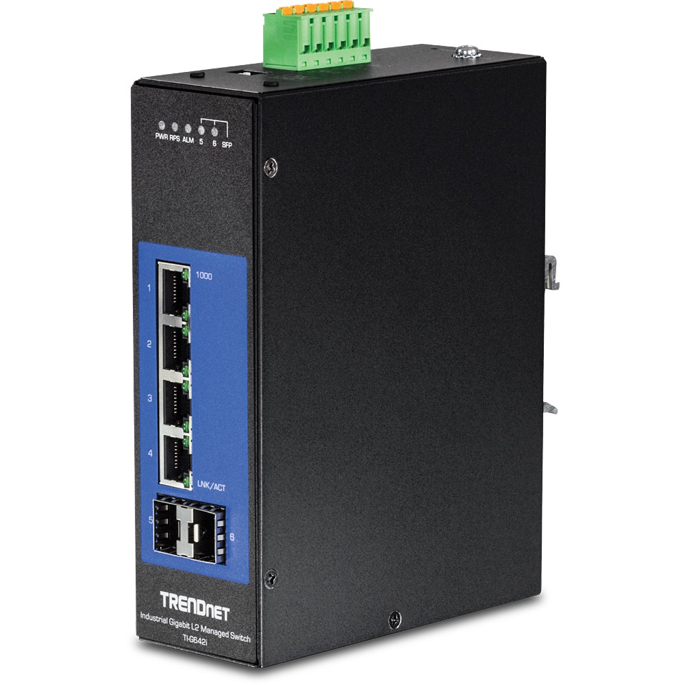 TRENDnet TI-G642i DIN-Rail Switch 6-Port Industrial Gigabit L2