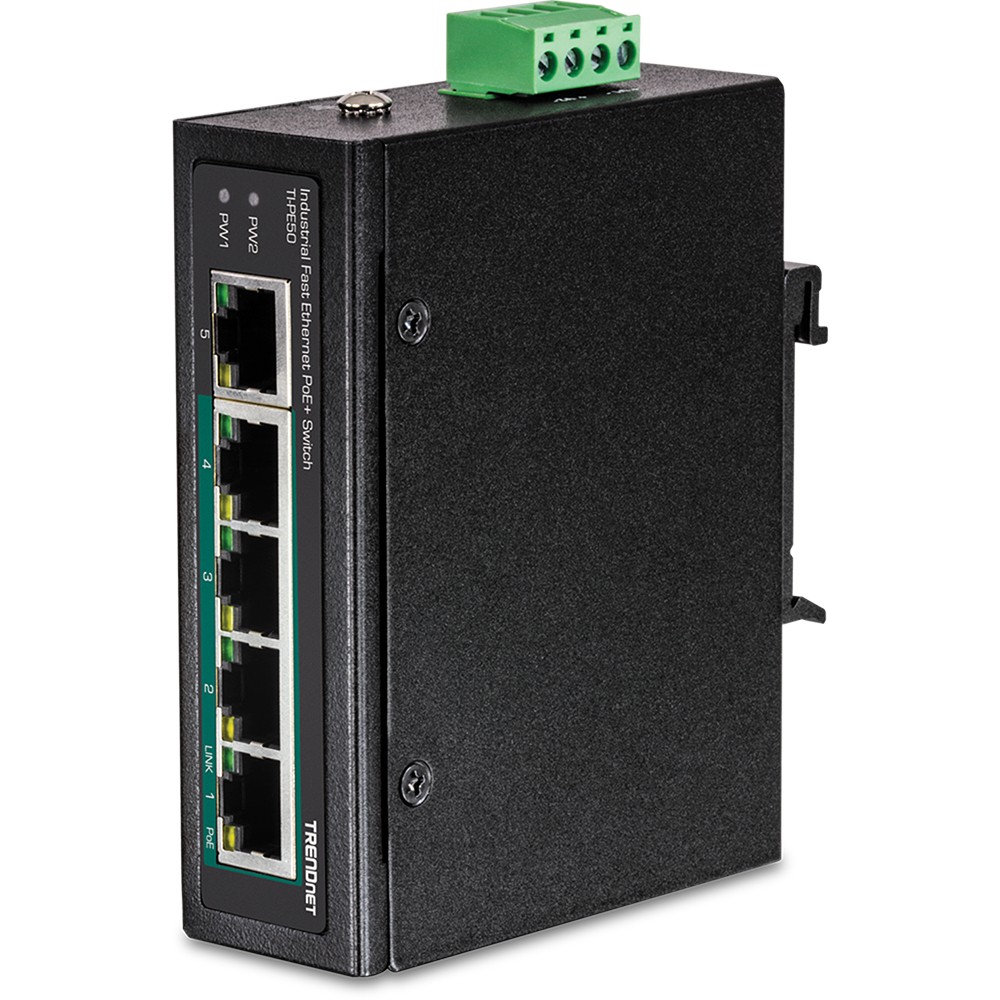 TRENDnet Industrie Switch 5 Port Fast Eth. PoE+ DIN-Rail