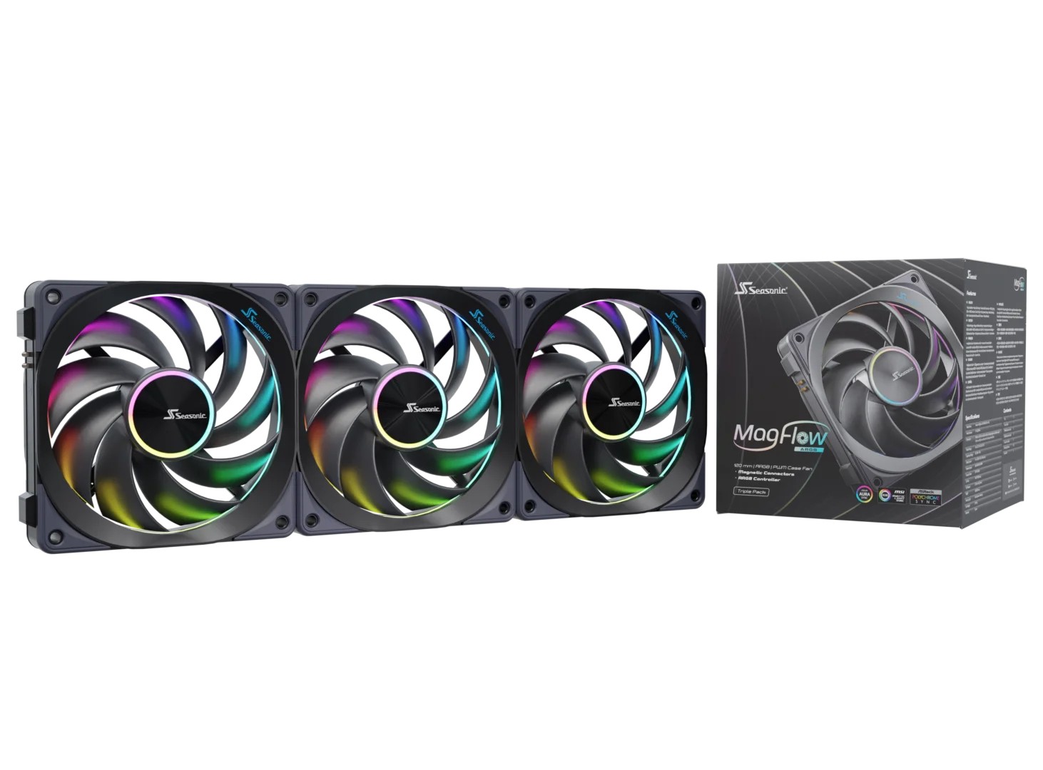 Seasonic MagFlow ARGB Computer case Fan 12 cm Black 3 pc(s) -