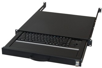 aixcase 19" Rack 1U Tastatur DE Trackball PS2&USB schwarz