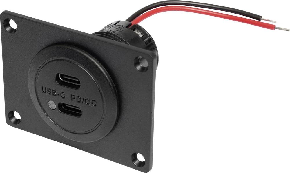 ProCar Power USB-C Doppelsteckdose PD/QC avec LED + Montageplatte