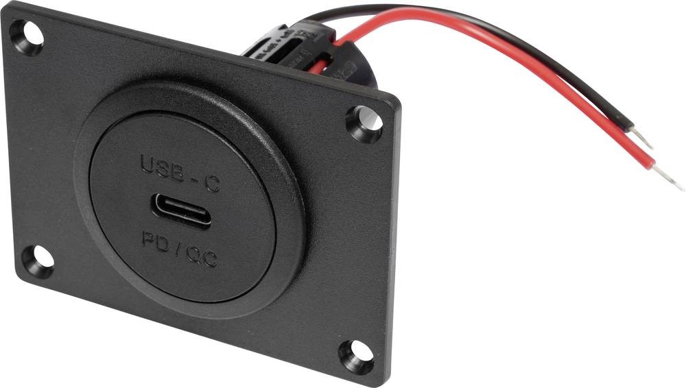 ProCar Power USB-C Einbausteckdose PD/QC ohne LED mit Montageplatte