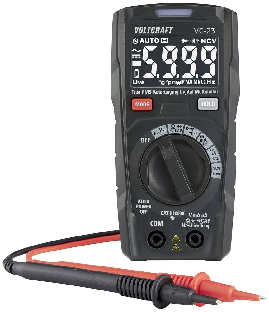 VOLTCRAFT VC-23 Multimeter mit automatischer Bereichswahl TRMS CAT