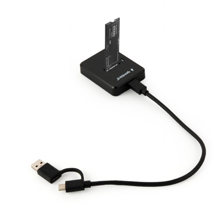 gembird Desktop-USB-Typ-C-M.2-SATA- Dockingstation, schw.