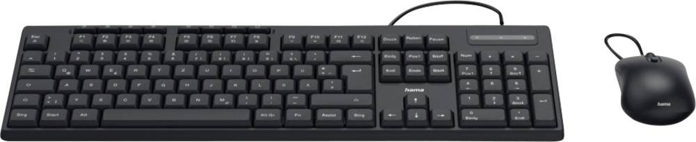 Hama CKM-200 Kabelgebunden Tastatur, Maus-Set Deutsch, QWERTZ Schwarz