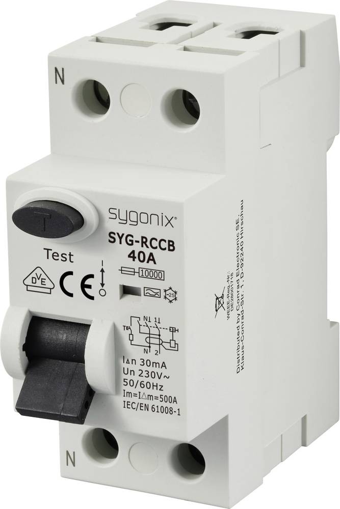 Sygonix SY-6438016 SYG-RCCB 1P+N/A40/10kA/30mA Fehlerstrom-