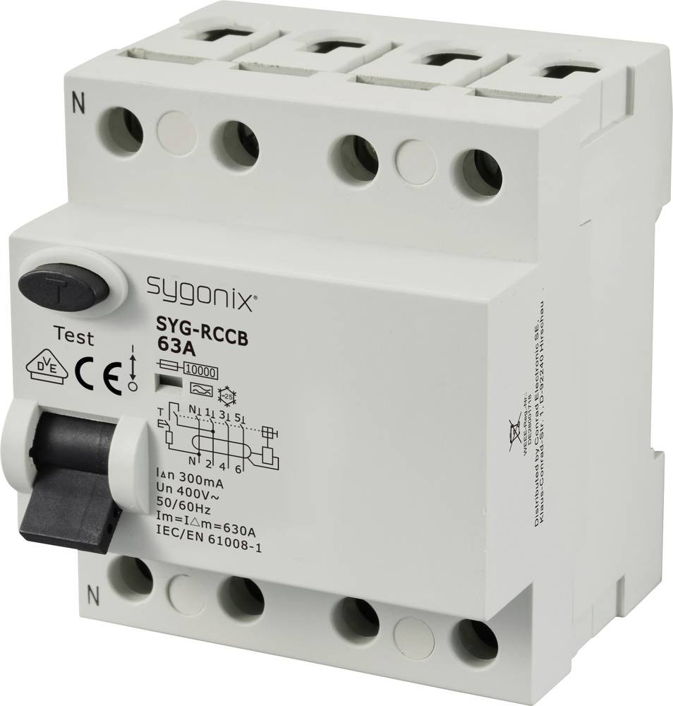 Sygonix SY-6438024 SYG-RCCB 3P+N/A63/10kA/300mA Fehlerstrom-