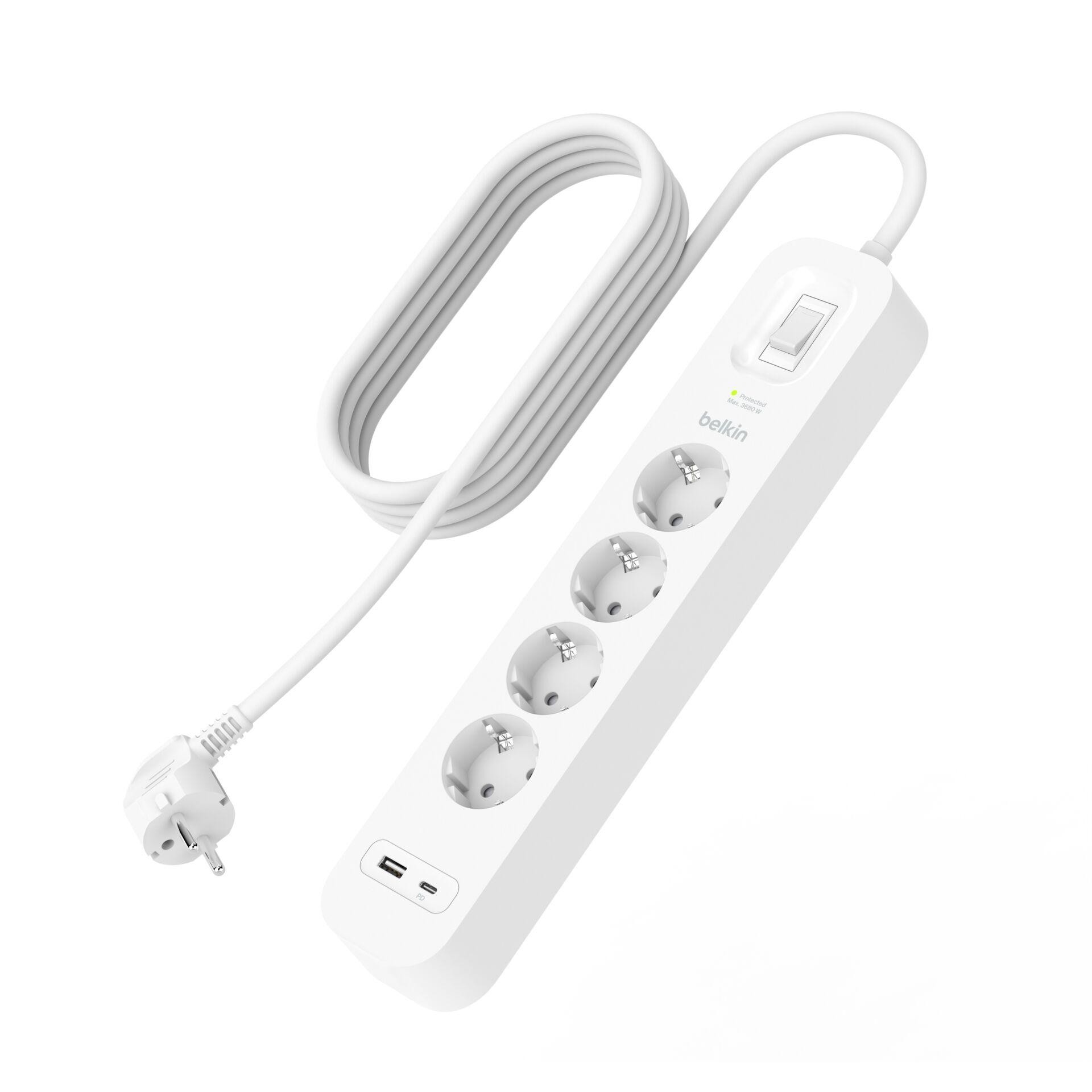 Belkin power strip 4-fold, 18W 2m cable