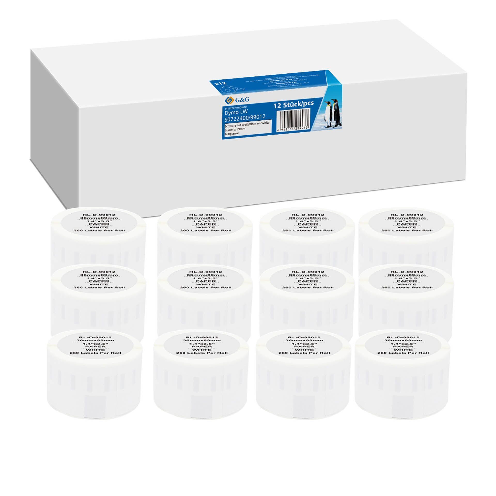 G&G Etiketten compatible remplacement pour DYMO 99012, S0722400 36 x