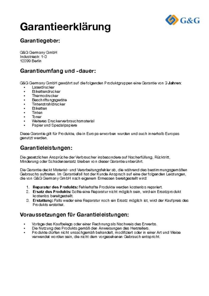 G&G 12x Etikettenrollen kompatibel mit Zebra 800264-155