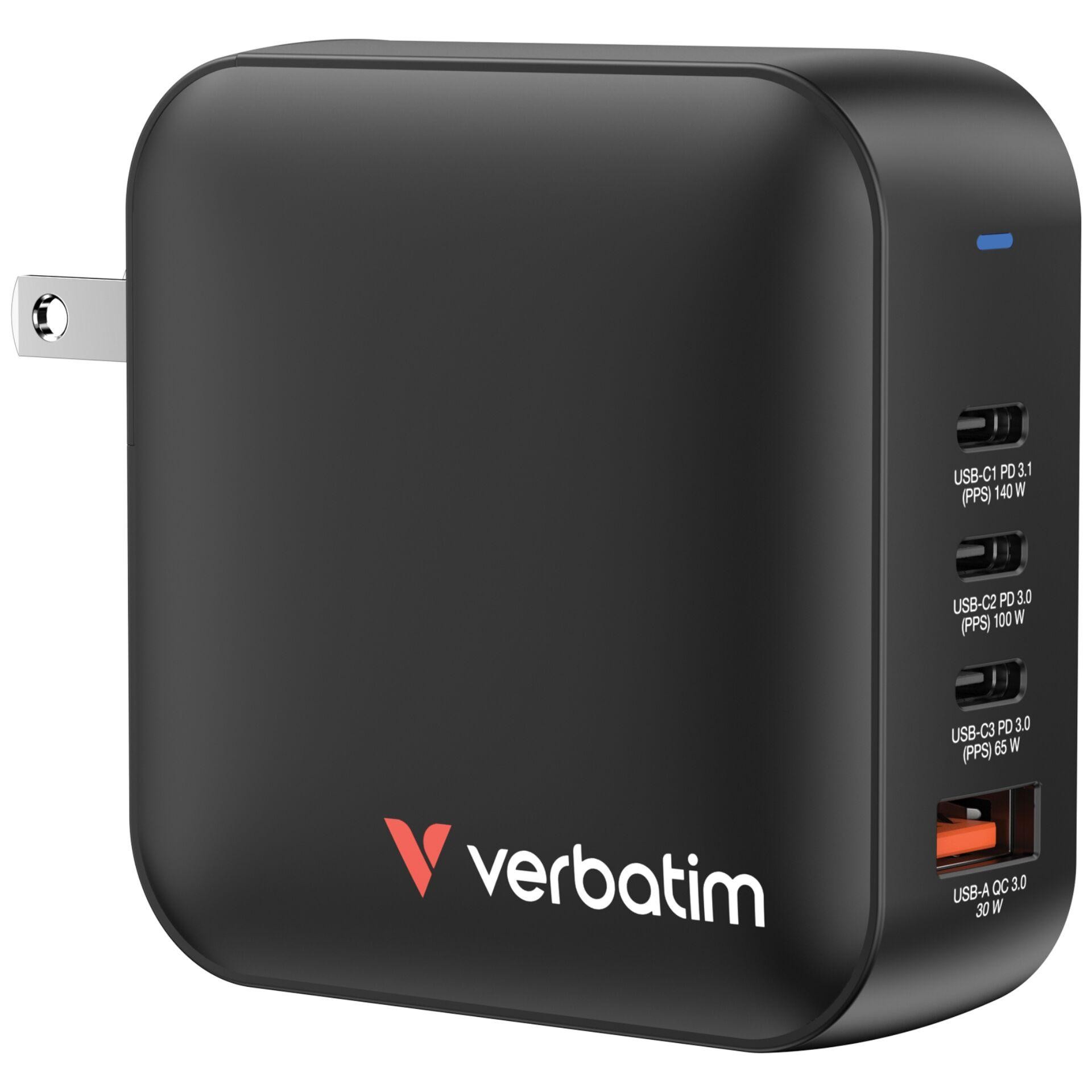 Verbatim Mini GaN Charger 165W Universale Nero AC Ricarica rapida